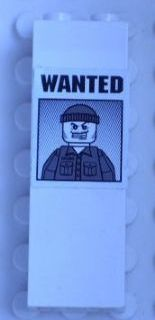 Brick 1 x 2 x 5 with 'WANTED' and Minifigure with Shirt with Pockets Pattern (Sticker) - Set 7035
