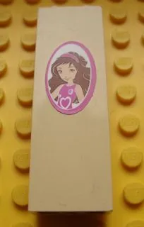 Brick 1 x 2 x 5 with Girl Picture in Dark Pink Frame Pattern (Sticker) - Set 3315