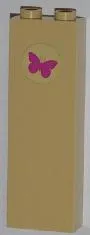 Brick 1 x 2 x 5 with Magenta Butterfly Pattern (Sticker) - Set 3315