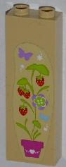 Brick 1 x 2 x 5 with Strawberry Plant, Flowers and Butterflies Pattern Model Right Side (Sticker) - Set 3315