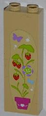 Brick 1 x 2 x 5 with Strawberry Plant, Flowers and Butterflies Pattern Model Right Side (Sticker) - Set 3315