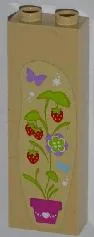 Brick 1 x 2 x 5 with Strawberry Plant, Flowers and Butterflies Pattern Model Right Side (Sticker) - Set 3315