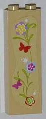 Brick 1 x 2 x 5 with Flowers and Butterflies Pattern Model Right Side (Sticker) - Set 3315