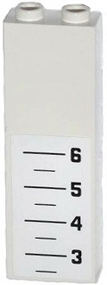 Brick 1 x 2 x 5 with Horizontal Lines and '6', '5', '4', '3' Height Chart Pattern (Sticker) - Set 60047