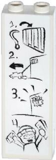 Brick 1 x 2 x 5 with Prison Escape Plan Chalk Drawing Pattern (Sticker) - Set 60047