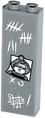 Brick 1 x 2 x 5 with Tally Marks, Photo, and Tic Tac Toe Game Pattern (Sticker) - Set 60069