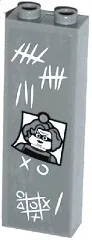 Brick 1 x 2 x 5 with Tally Marks, Photo, and Tic Tac Toe Game Pattern (Sticker) - Set 60069