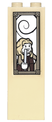 Brick 1 x 2 x 5 with Girl with Wand in Frame Pattern (Sticker) - Set 4867