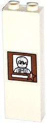 Brick 1 x 2 x 5 with Police Minifigure Photo in Copper Frame and Number '1' in Star Pattern (Sticker) - Set 60130
