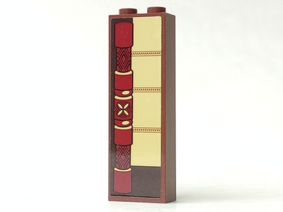 Brick 1 x 2 x 5 with Wooden Pole with Carvings and Tan Areas Pattern Model Left Side (Sticker) - Set 41149