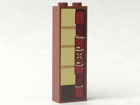 Brick 1 x 2 x 5 with Wooden Pole with Carvings and Tan Areas Pattern Model Right Side (Sticker) - Set 41149