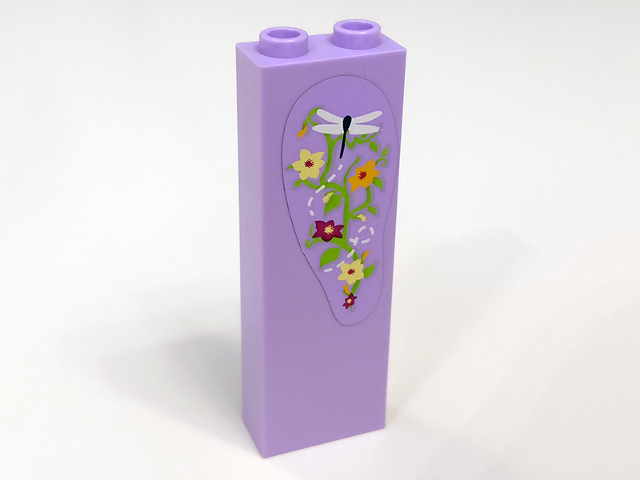 Brick 1 x 2 x 5 with Dragonfly and Flowers Pattern (Sticker) - Set 41095