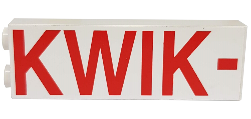 Brick 1 x 2 x 5 with Red 'KWIK -' Pattern (Sticker) - Set 71016