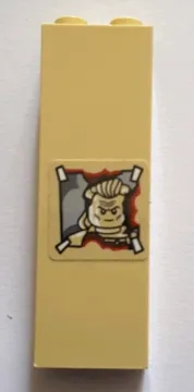 Brick 1 x 2 x 5 with Worn Ghostbusters Minifigure Picture Pattern #2 (Sticker) - Set 75827