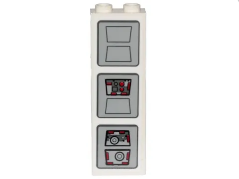 Brick 1 x 2 x 5 with SW Cloud City Control Panels Pattern (Sticker) - Set 75222