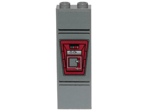 Brick 1 x 2 x 5 with SW Cloud City Dark Red Control Panel Pattern (Sticker) - Set 75222