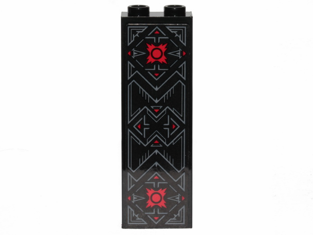 Brick 1 x 2 x 5 with Red and Gray SW Sith Ornament Pattern (Sticker) - Set 75251