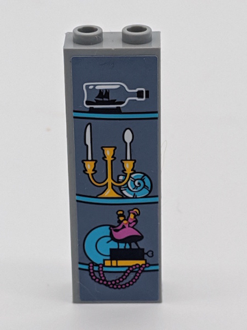 Brick 1 x 2 x 5 with Ship in a Bottle, Candlestick, Shell, Plate, Necklace and Music Box Pattern (Sticker) - Set 41145