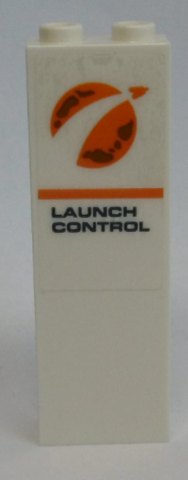 Brick 1 x 2 x 5 with Orange City Mars Exploration Logo and 'LAUNCH CONTROL' Pattern (Sticker) - Set 60228