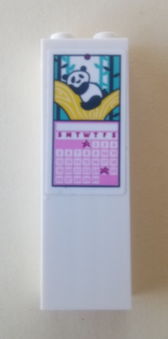 Brick 1 x 2 x 5 with Panda Calendar Pattern (Sticker) - Set 41314