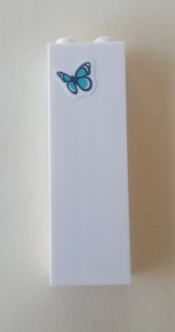 Brick 1 x 2 x 5 with Medium Azure Butterfly Pattern (Sticker) - Set 41314