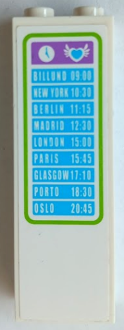 Brick 1 x 2 x 5 with Information Board, Clock, Heart and Feathers Pattern (Sticker) - Set 41109