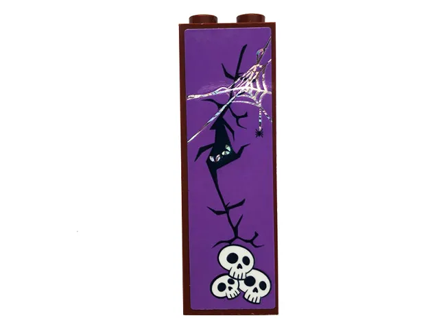 Brick 1 x 2 x 5 with Skulls, Spider, Web and Eyes Pattern (Sticker) - Set 41375