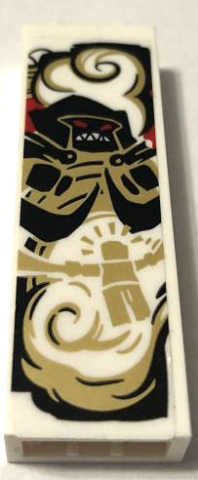 Brick 1 x 2 x 5 with Black, Gold, Red and White Ninja Minifigure Pattern (Sticker) - Set 70670