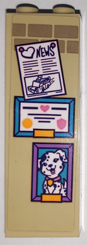 Brick 1 x 2 x 5 with 'NEWS', Certificate and Picture of Dog Pattern (Sticker) - Set 41340
