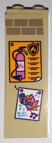 Brick 1 x 2 x 5 with Fire Extinguisher Instructions and Picture of Singing Bird with Microphone Pattern (Sticker) - Set 41340