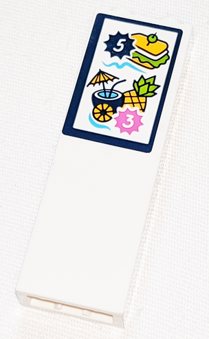 Brick 1 x 2 x 5 with Number 3 and 5, Sandwich, Cocktail and Pineapple Pattern (Sticker) - Set 41347