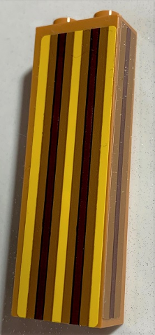 Brick 1 x 2 x 5 with Dark Brown and Yellow Stripes Pattern on All Sides (Stickers) - Set 75978