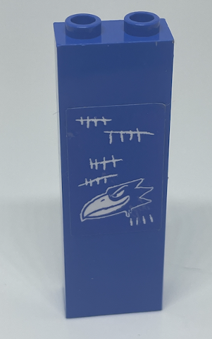 Brick 1 x 2 x 5 with White Raven Head and Tally Marks Pattern (Sticker) - Set 60210