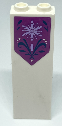 Brick 1 x 2 x 5 with Lavender Snowflake and Dark Blue Leaves on Magenta Flag Pattern (Sticker) - Sets 41148 / 43172