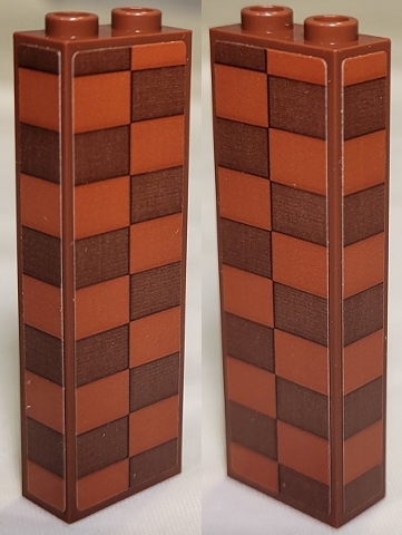 Brick 1 x 2 x 5 with Dark Orange and Reddish Brown Checkered Pattern on 3 Sides Model Left Side (Stickers) - Set 21331