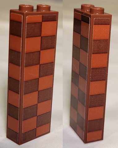 Brick 1 x 2 x 5 with Dark Orange and Reddish Brown Checkered Pattern on 3 Sides Model Right Side (Stickers) - Set 21331