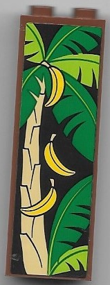 Brick 1 x 2 x 5 with Bananas and Palm Tree with Green and Lime Leaves Pattern Side A (Sticker) - Set 40529