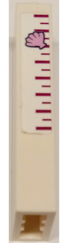 Brick 1 x 2 x 5 with Height Chart with Magenta Horizontal Lines and Bright Pink Shell Pattern on Side (Sticker) – Set 41374