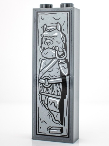 Brick 1 x 2 x 5 with Gamorrean Guard in Carbonite Pattern (Sticker) - Set 75312