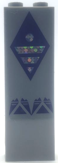 Brick 1 x 2 x 5 with Dark Purple Diamond with Silver Holographic Stripes and Circle Pattern (Sticker) - Set 41164