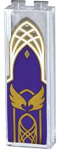 Brick 1 x 2 x 5 with Dark Purple Throne Splat with Gold Wings Pattern (Sticker) - Set 41078