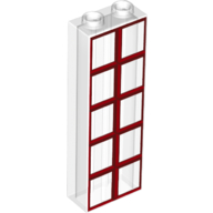 Brick 1 x 2 x 5 with Red and Dark Red Window Pane Pattern