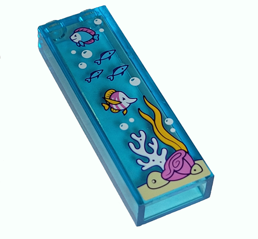 Brick 1 x 2 x 5 with Bubbles, Coral, Fish and Seaweed Pattern (Sticker) - Set 41345