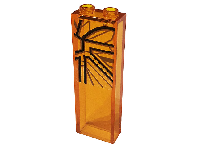 Brick 1 x 2 x 5 with SW Mandalorian Throne Stained Glass with Dark Brown and Dark Orange Lines Pattern Model Left Side (Sticker) - Set 75310