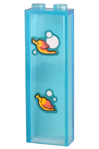 Brick 1 x 2 x 5 with 2 Coral and Bright Light Orange Fish and White Bubbles Pattern (Stickers) - Set 43205