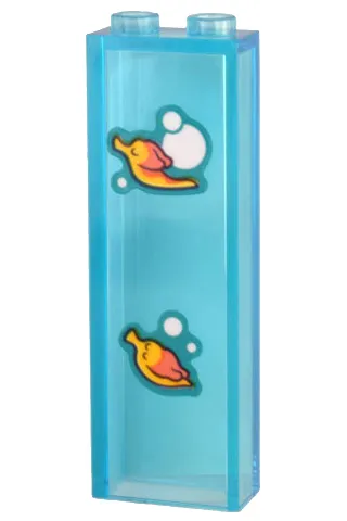 Brick 1 x 2 x 5 with 2 Coral and Bright Light Orange Fish and White Bubbles Pattern (Stickers) - Set 43205