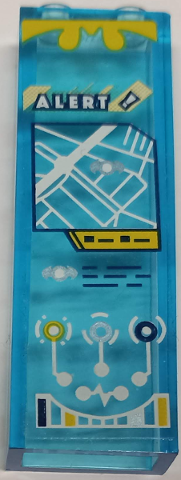 Brick 1 x 2 x 5 with White and Yellow 'ALERT !', GPS Map Screen, Batman Logos, Buttons and Circuitry Pattern (Sticker) – Set 41237