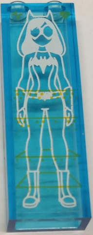 Brick 1 x 2 x 5 with White and Yellow Batgirl Scan Outline Pattern (Sticker) – Set 41237