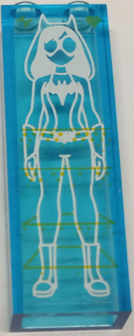 Brick 1 x 2 x 5 with White and Yellow Batgirl Scan Outline Pattern (Sticker) – Set 41237