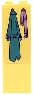 Brick 1 x 2 x 5 with Hanging Dark Turquoise Coat and Medium Lavender Scarf Pattern (Sticker) - Set 41683